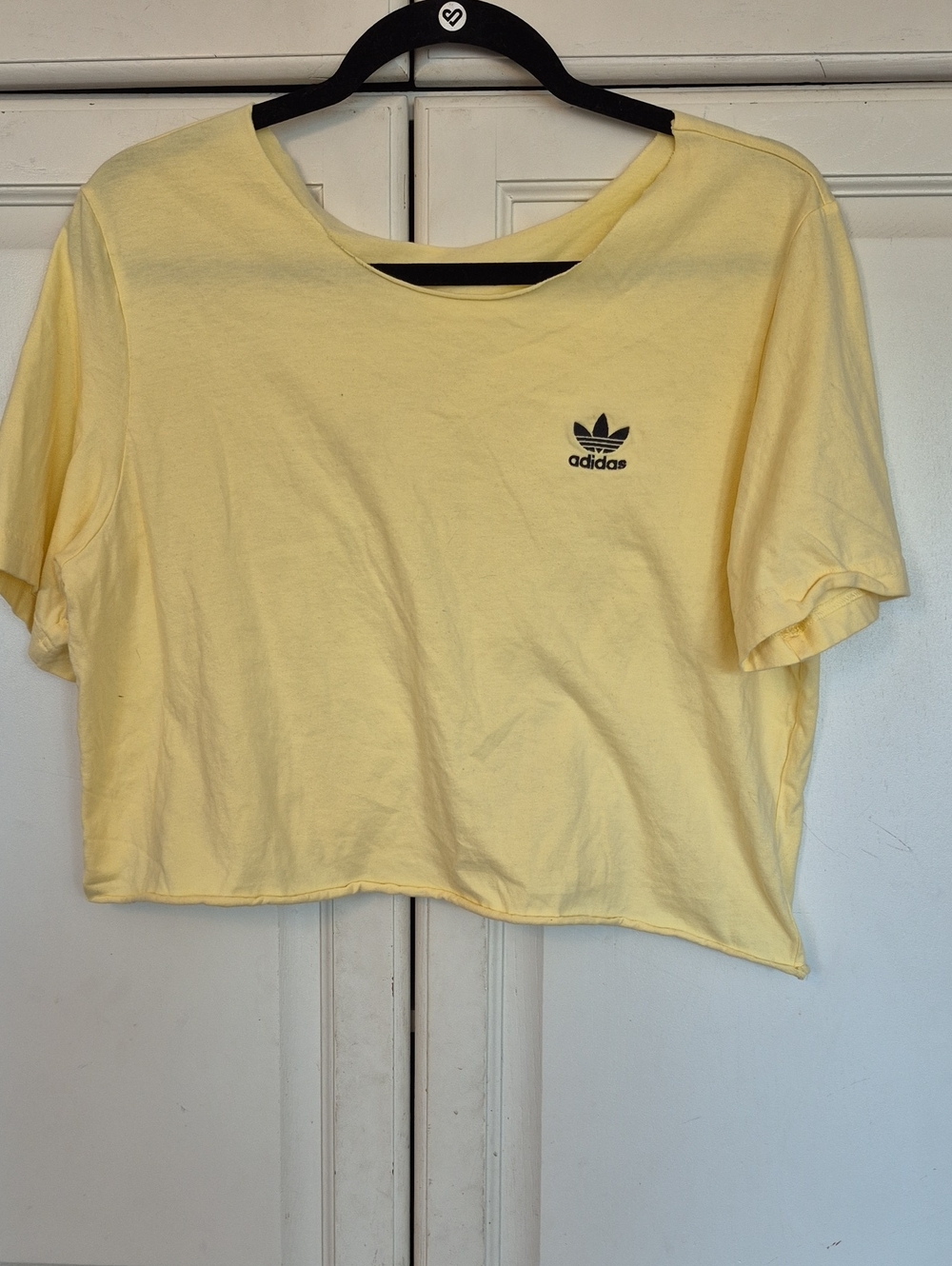 adidas Light Yellow Cropped Tee with Trefoil